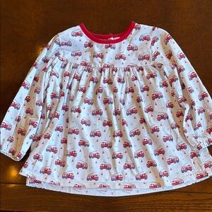 Adorable Red and White Fire Truck Print Toddler Knit Swing Top 3T Long Sleeve
